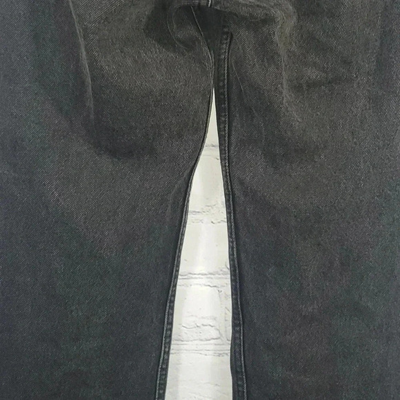 Zara Women's Relaxed Baggy Fit Button Up Black Non Distressed  Unhem Jeans Sz 2 - Picture 7 of 12